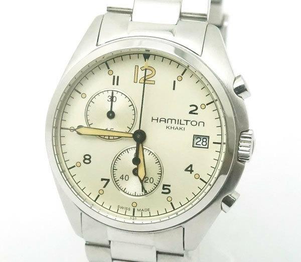 中古 良品 HAMILTON ハミルトン ジャズマスター メンズ クロノグラフ 腕時計 クォーツ H765120