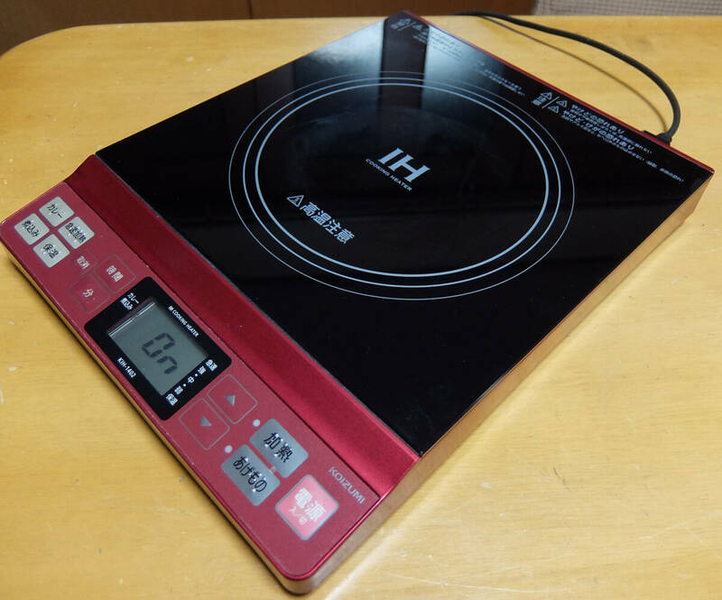KOIZUMI コイズミ 小泉 IH調理器 ハイパワー1400W IHクッキングヒーター タイマー付き 赤色