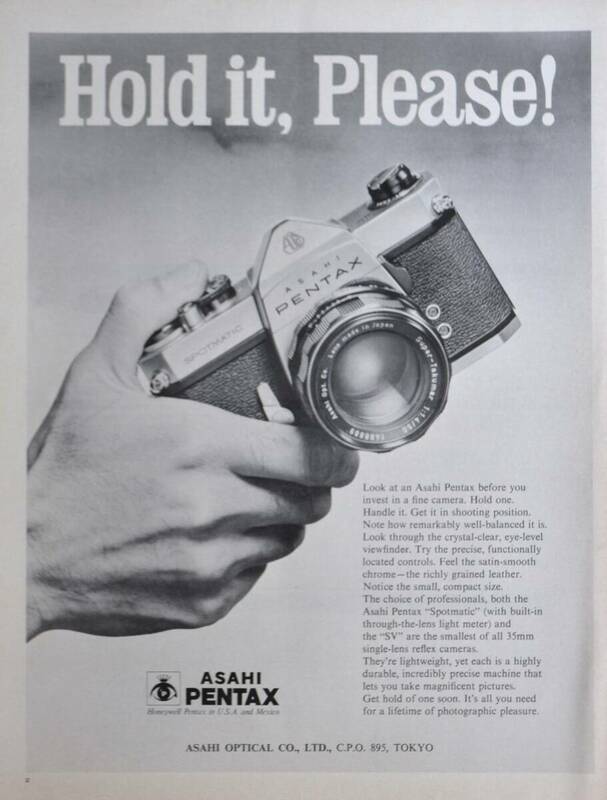 稀少・広告！1968年アサヒ ペンタックス カメラ広告/Asahi Pentax Sportmatic Camera/昭和レトロ/C