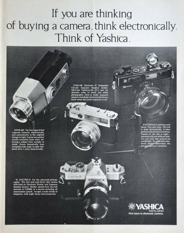 稀少・広告！1970年ヤシカ カメラ広告/Yashica Electro camera/昭和レトロ/C