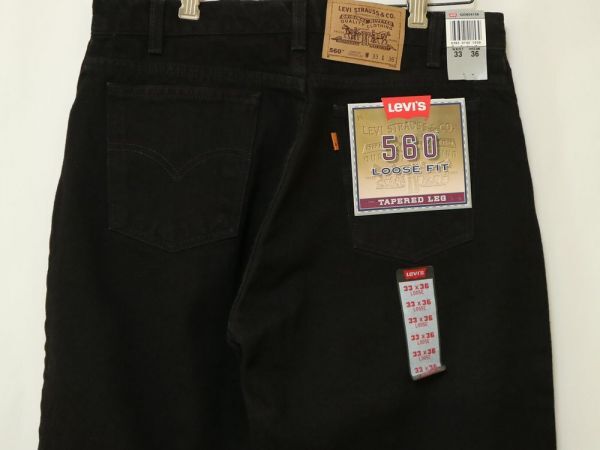 希少 1996年 W33 L36 デッドストック バギー パンツ 560 LEVI'S ブラック ジーンズ テーパード デニム メキシコ製 90s ビンテージ // ☆