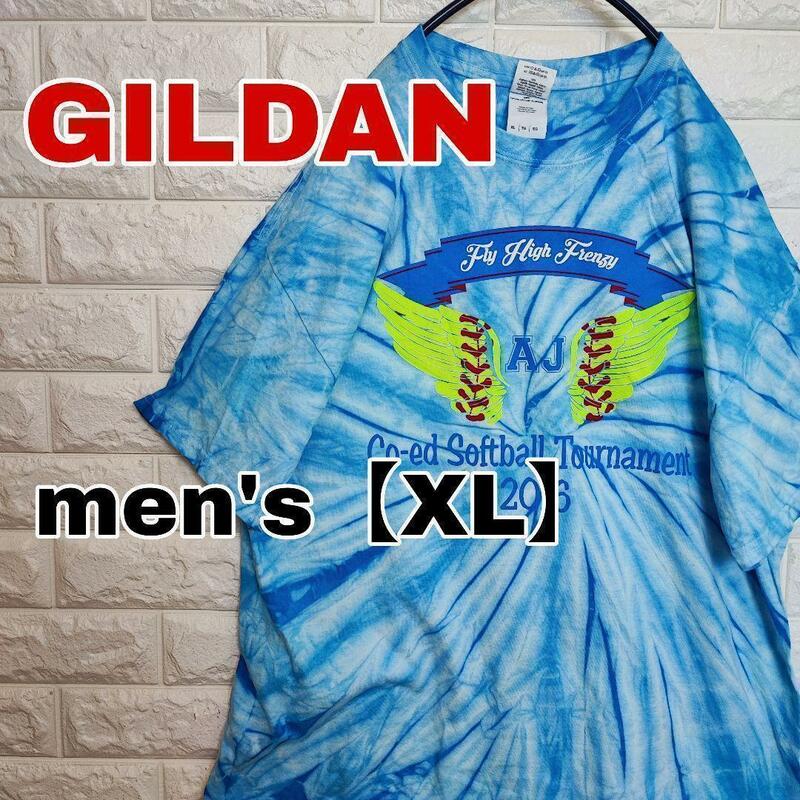 A571【GILDAN】半袖プリントTシャツ【メンズXL】タイダイ
