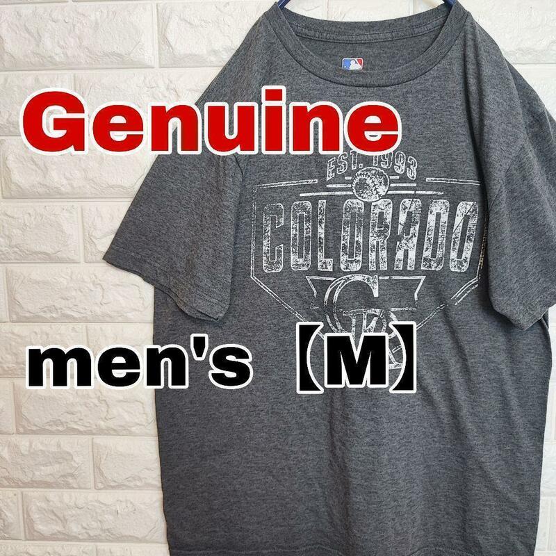 A563【Genuine】半袖プリントTシャツ【メンズM】グレー