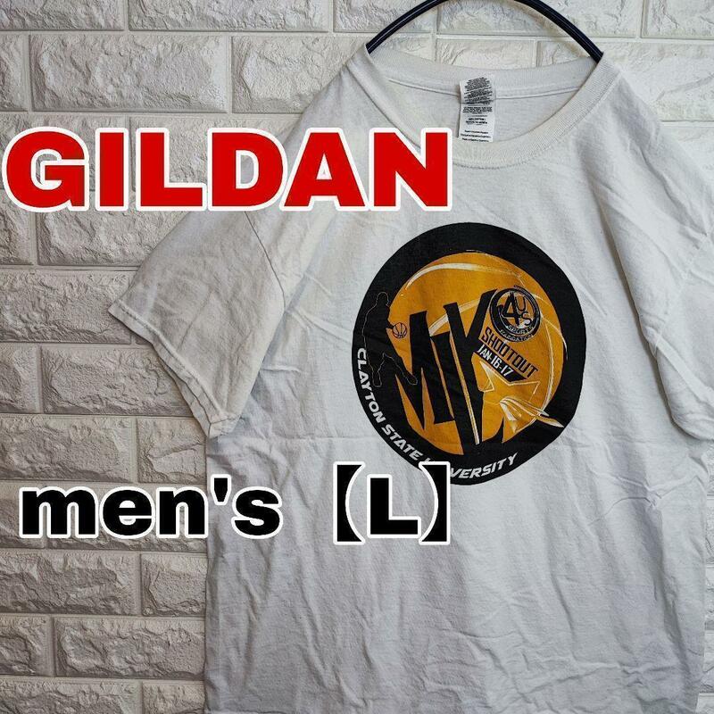 A524【GILDAN】半袖プリントTシャツ【メンズLホワイト