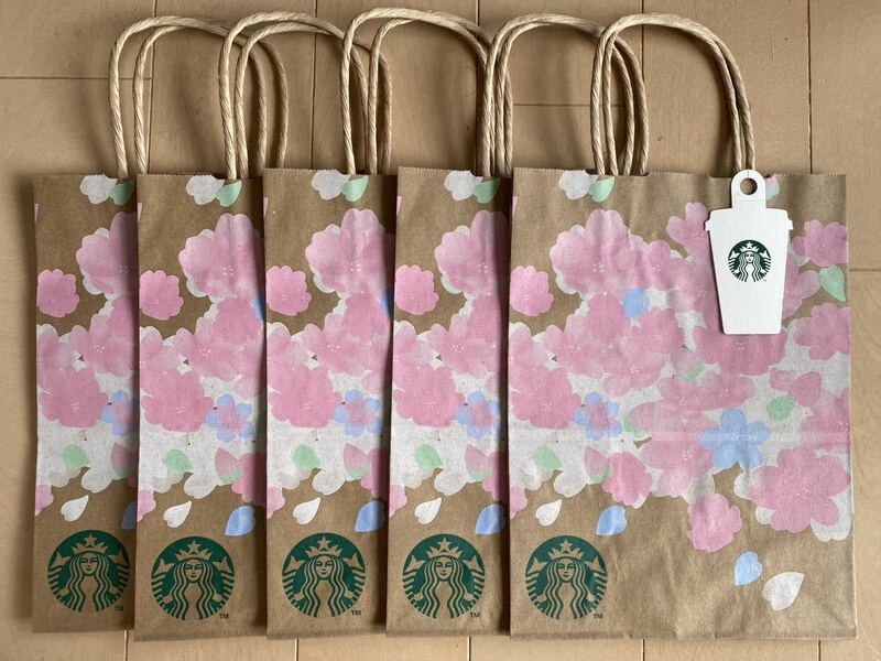 スターバックス　SAKURA 桜さくら2022 ショッパー　スタバ　紙袋　ショップ袋　紙袋　5枚セット　スタバ　トートバッグ