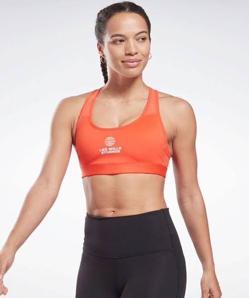 Reebok リーボック　LesMills（レズミルズ）　L ラックス レーサー ミディアムサポート スポーツ タンクトップ　トップス　オレンジ