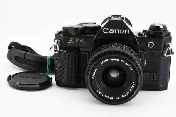 [Rank:J] Canon AE-1 Program Black Body + New FD 28mm F2.8 Lens MF SLR Film Camera 一眼レフ フィルムカメラ キヤノン ※現状品 #2976