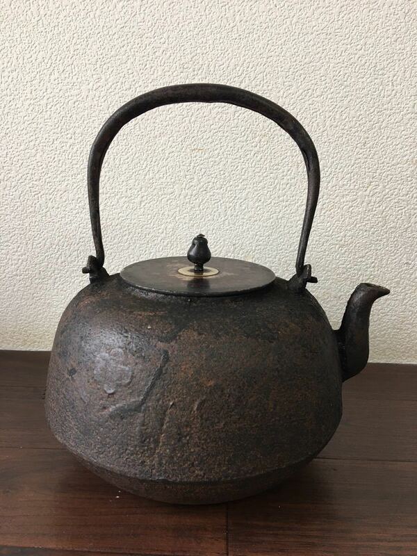鉄瓶 湯沸 茶道具 茶器 煎茶道具 銅蓋 重さ約2650g 中古 