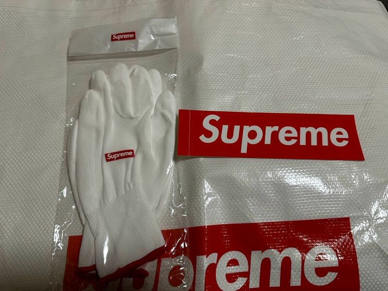 【新品】 20FW Supreme Box Logo Glove Gloves White シュプリーム ボックスロゴ グローブ 手袋 軍手 ノベルティ ステッカー付き sticker