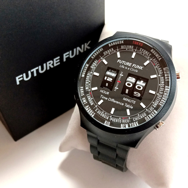 【ffw14】新品　FUTURE FUNK　フューチャー ファンク　腕時計　FF105-BK　クォーツ　ブラックケース　ブラックラバーベルト　黒