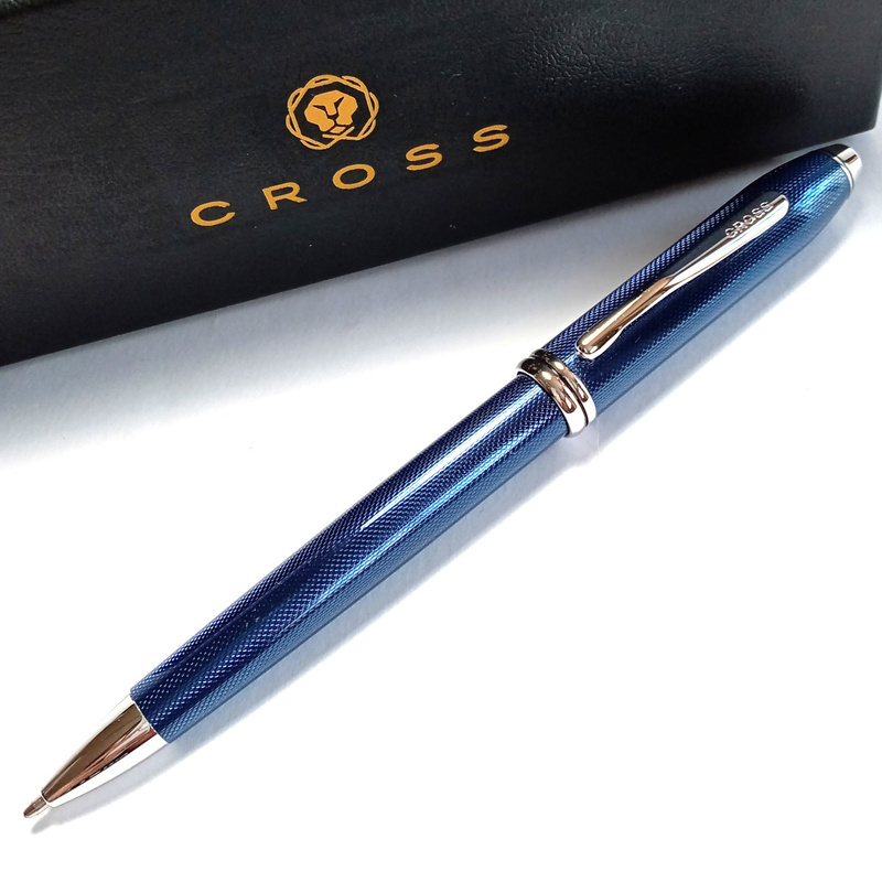 【crr87】CROSS　クロス　油性ボールペン　タウンゼント　692-1　クォーツブルーラッカー　シルバー×青　スライド式