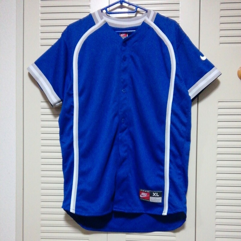 ★【古着】 NIKE(ナイキ)　野球用　ユニフォーム　シャツ　XLサイズ　青(ブルー系)　