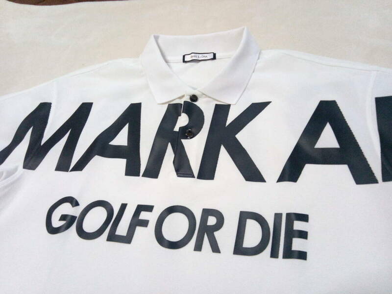 未使用同様　マーク＆ロナ　MARK＆LONA　ビッグロゴデザイン　メンズポロシャツ　ホワイト　48　L～LL相当