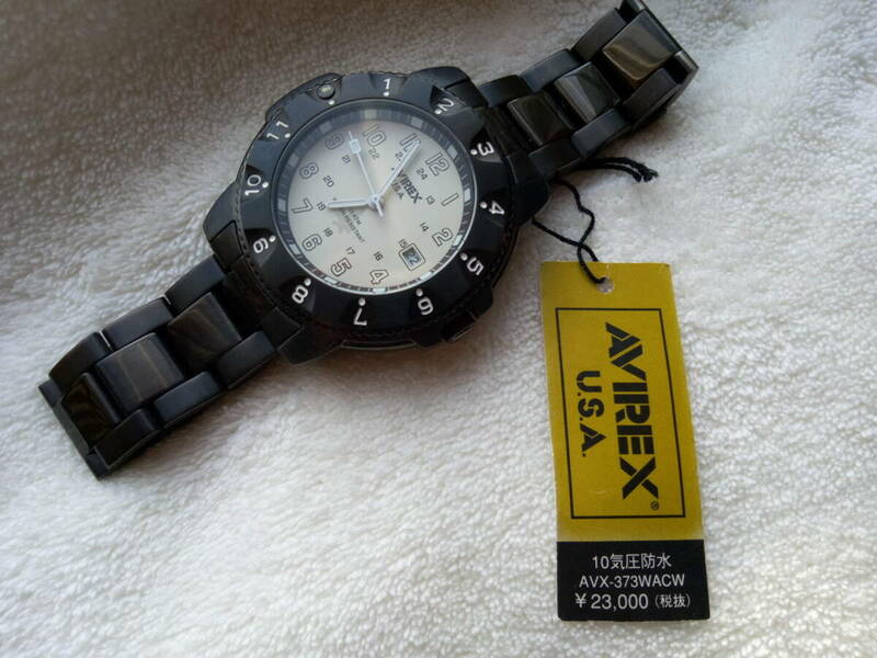 美品　アヴィレックス　アビレックス　AVIREX　ブラックPVD　ミリタリーウォッチ　メンズ腕時計