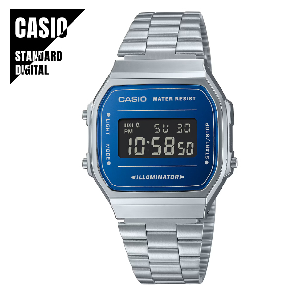 CASIO STANDARD カシオ スタンダード デジタル メタルバンド A168WEM-2B ブルー×シルバー 腕時計 メンズ レディース ★新品 送料無料