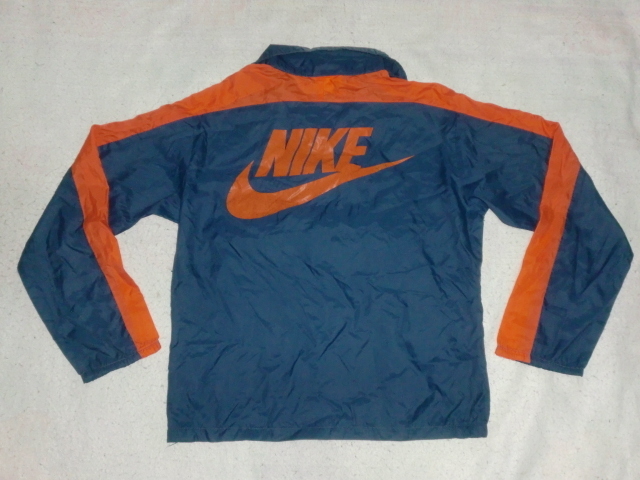 ★`70s米国製 NIKE ヴィンテージナイロントップ US M `70sアメリカ製ナイキ オールドウインドブレーカー ハーフジップ ビッグバックロゴ 