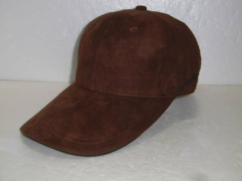 未使用 ロングツバ キャップ 59~62 大きめ 茶 帽子（ ポリエステルスエード調　ベルベット風　ベロア風　）マイカル (MYCAL)　長いツバ