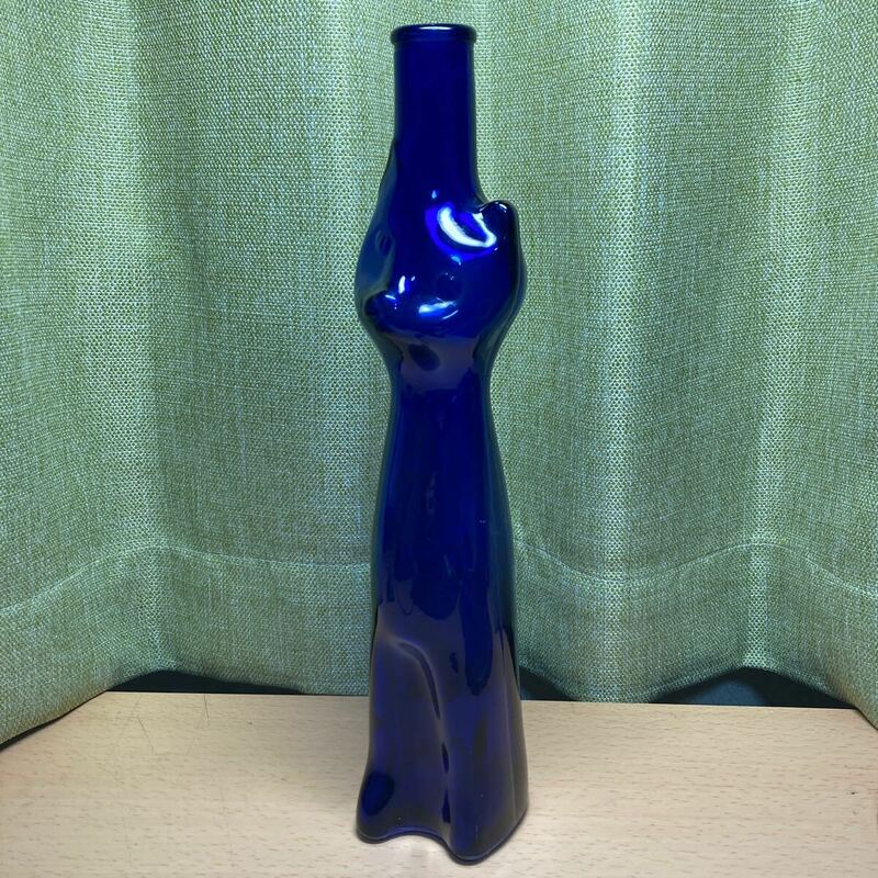 猫の花瓶 濃いブルー 33㎝