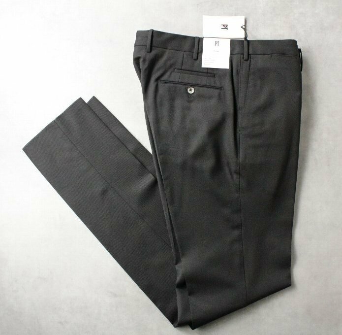 【PT TORINO】ビジネスボトムの名品「TRAVEL」ブラック無地 52 テクノウォッシャブルウール SUPERSLIM FIT 新品未使用 4.5万円程度