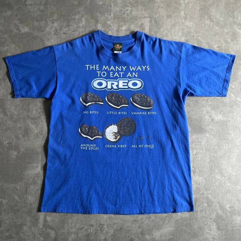 90s ビンテージ USA製 NABISCO ナビスコ OREO オレオ プロモ Tシャツ USA製 ブルー 青 XL 90年代 お菓子 チョコレート クッキー 企業