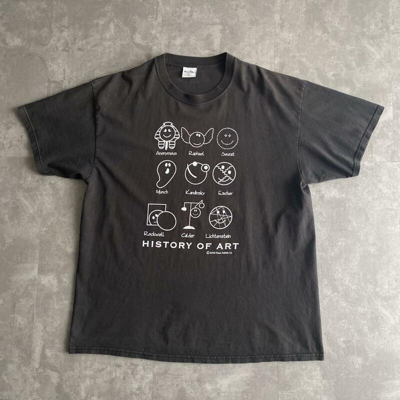 00s Y2K ビンテージ HISTORY OF ART ヒストリー オブ アート Tシャツ スマイル スマイリー 芸術 美術 偉人 USA製 黒 ブラック XL