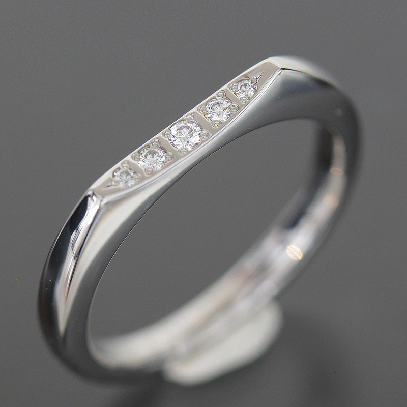 銀座ダイヤモンド シライシ ダイヤ 0.036ct リング 6号 pt950 箱●指輪 ピンキー 新品仕上済 5609A