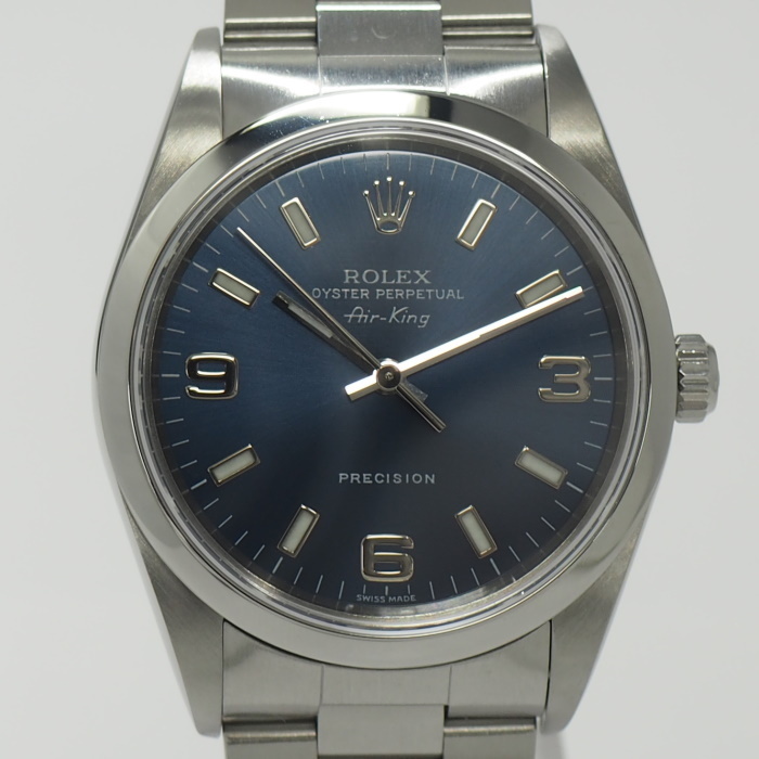 【中古】ROLEX エアキング 自動巻き SS ブルー文字盤 P番 14000