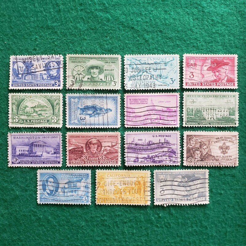 アメリカ合衆国切手 UNITED STATES POSTAGE 1949年～1950年 ★15枚　外国切手/アメリカ切手