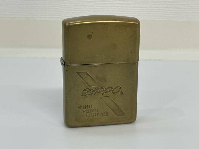 FS2452 Zippo ジッポ WIND PROOF LIGHTER SOLID BRASS ゴールド ライター 喫煙具 現状品
