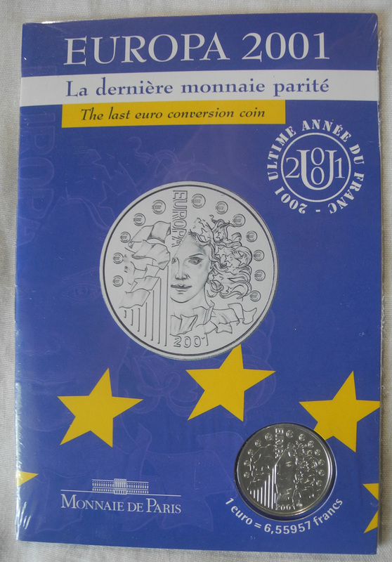 フランス 1ユーロ 記念銀貨 2001年 プルーフ銀貨 新品 限定20000枚 フラン銀貨 ヨーロッパ EURO