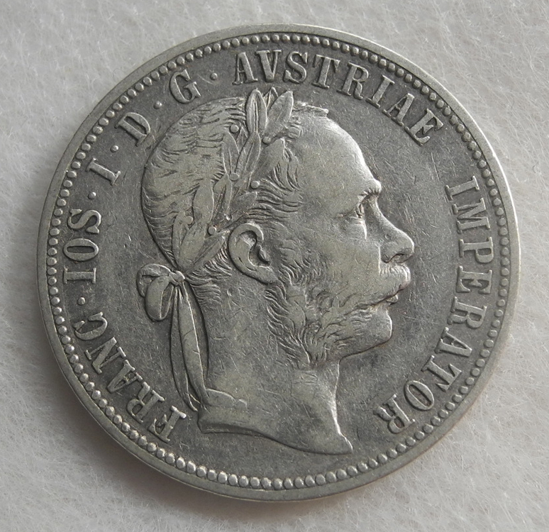 オーストリア＝ハンガリー帝国 1フローリン銀貨 1892年 フランツ・ヨーゼフ ハプスブルク家 美品 アンティークコイン ドイツ