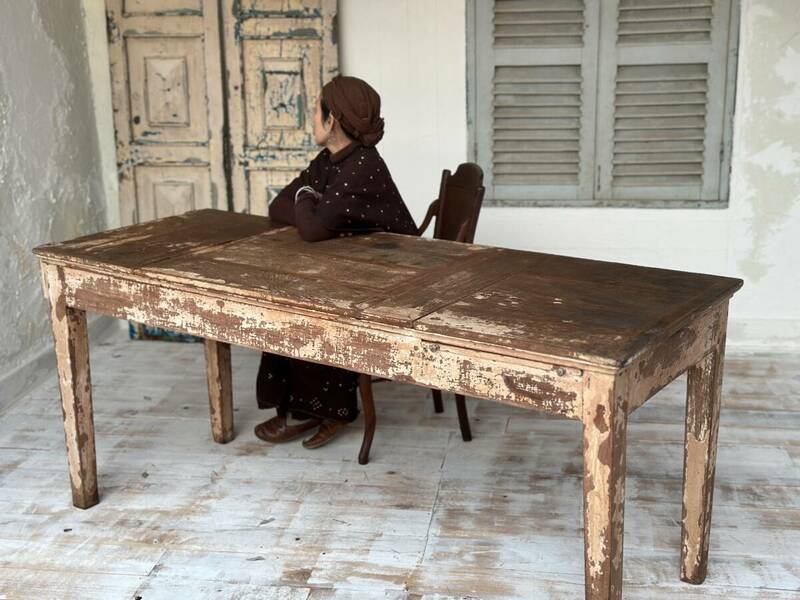テーブル アンティーク チーク材 ダイニングテーブル 無垢材 アンティーク家具 古家具 インテリア ディスプレイ ベトナム フランス