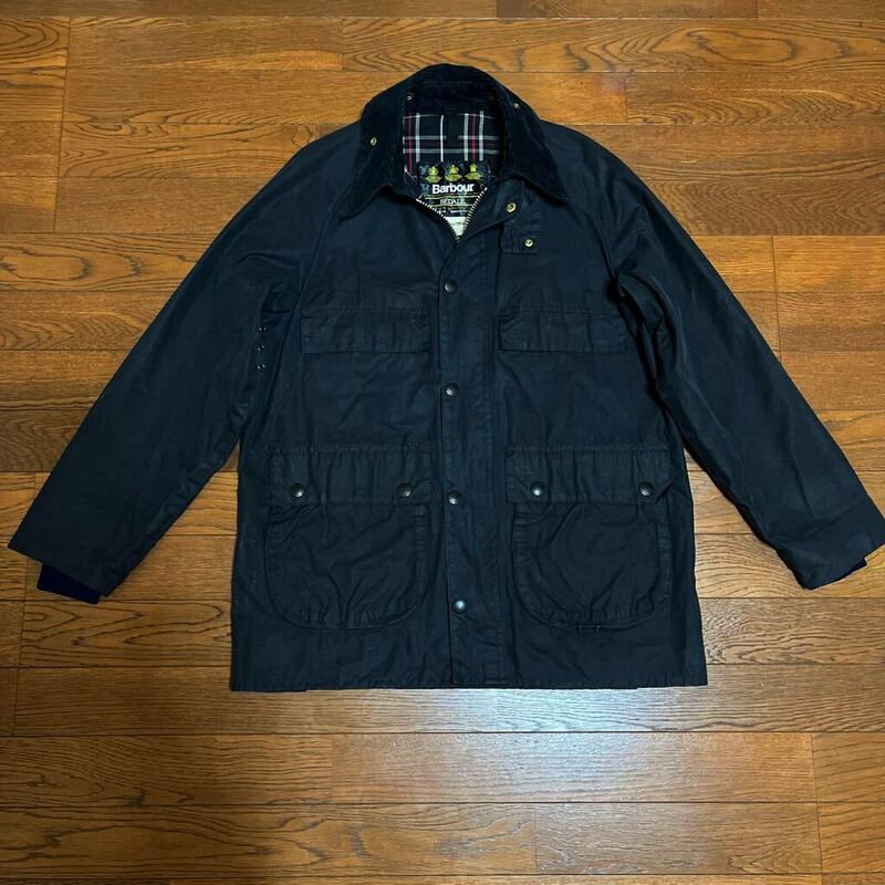 80s 英国製 ヴィンテージ Barbour バブアー 36 4ポケット BEDALE ビデイル ジャケット Navy ネイビー 3ワラント イギリス ビンテージ 