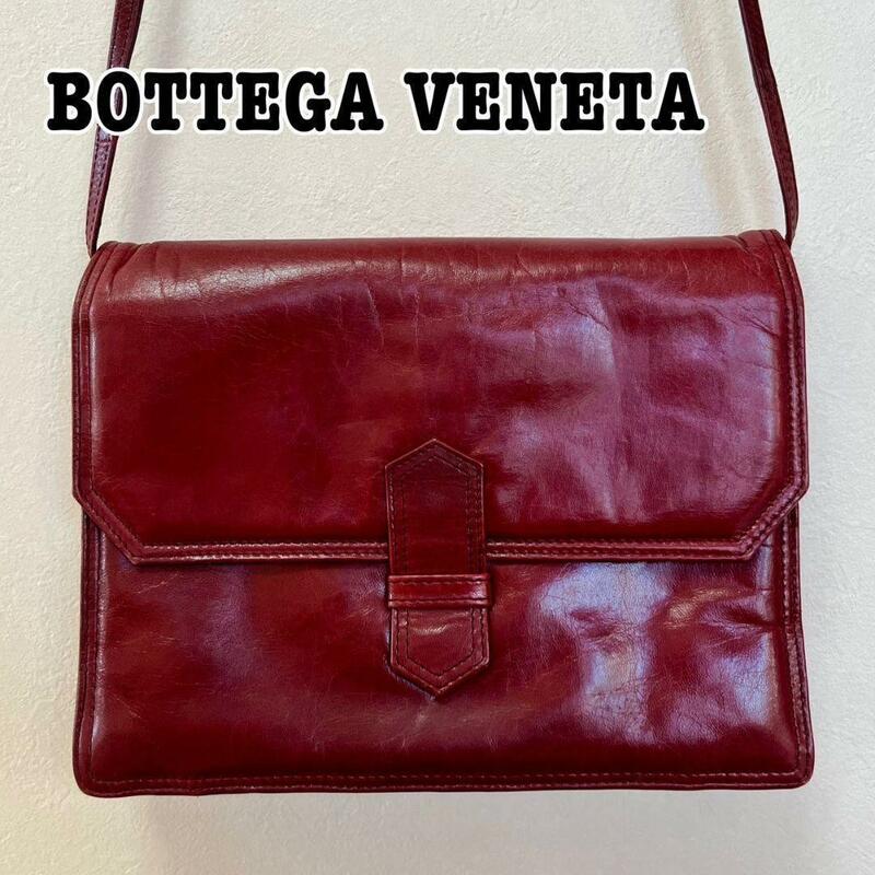 BOTTEGA VENETA ボッテガヴェネタ レザー ショルダーバッグ 斜め掛け レッド 肩掛け 保存袋付き