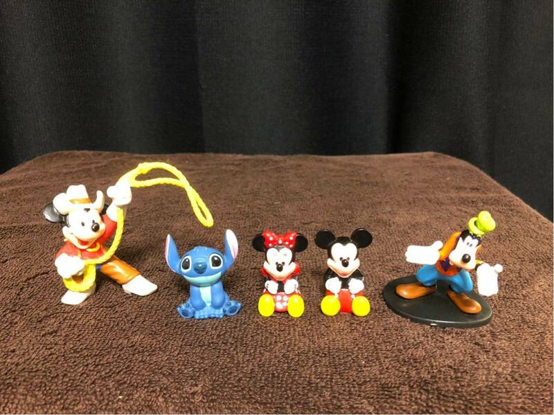 ミッキーマウス 、Mickey Mouse、ミニーマウス 、Minnie Mouse、Stitch、スティッチ、グーフィ、フィギュア、5個セット、中古品