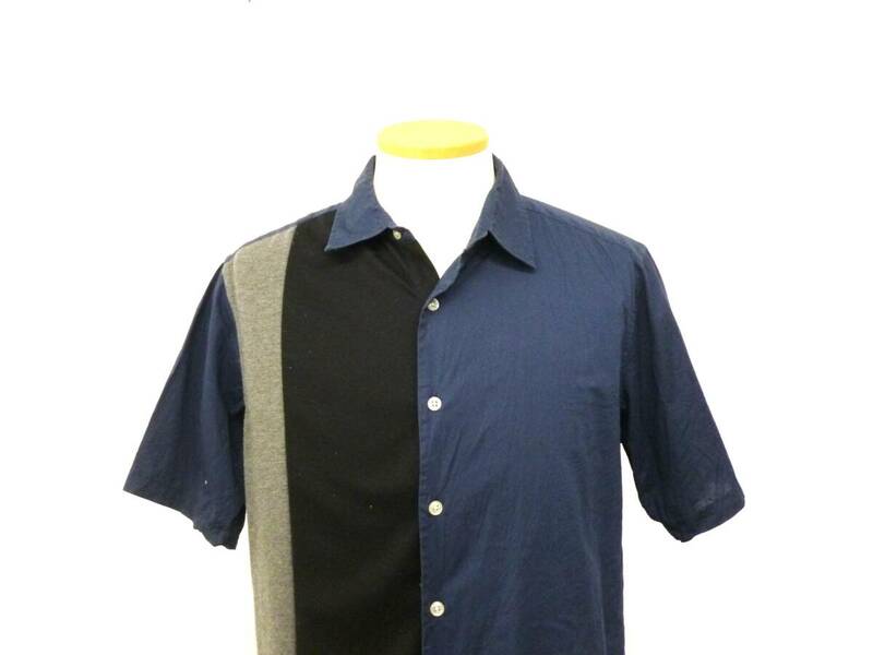 RAGEBLUE　レイジーブルー　半袖ポロシャツ　ボタン　ツートーン色　ネイビー×ブラック×グレー　M　夏　メンズ　Y-370い