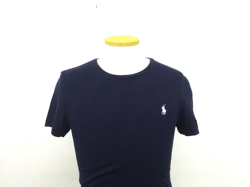 POLO RALPH LAUREN ポロ ラルフローレン 半袖シャツ 胸ロゴマーク 無地シンプル ネイビー XS 夏 メンズ Y-443え