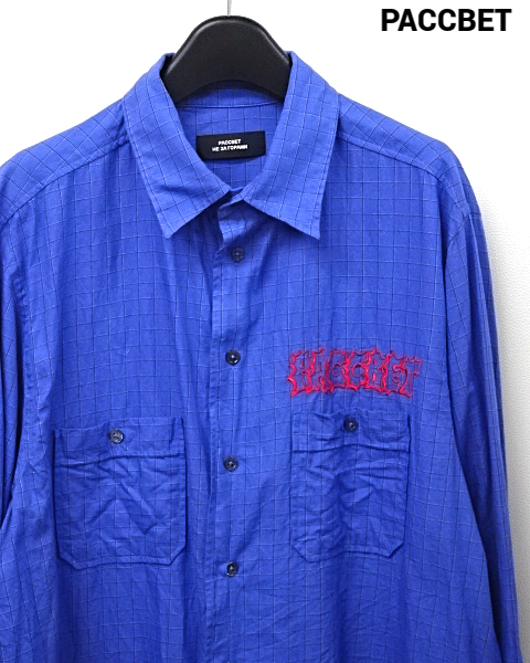 XL【PACCBET COTTON SHIRT Blue ラスベート シャツ 長袖 チェック ブルー RASSVET / PACCBET】