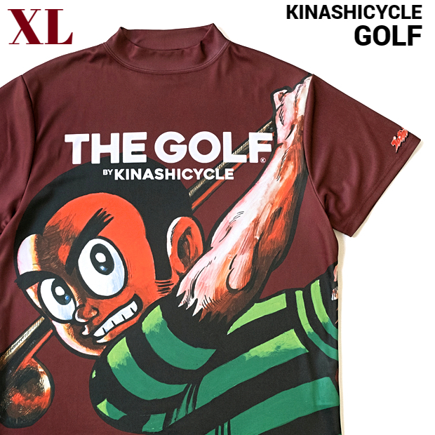 XL 新品【KINASHI CYCLE GOLF モックネック（プロゴルファー猿カラー）RED 木梨サイクル ゴルフ モックネック Tシャツ レッド 木梨憲武】