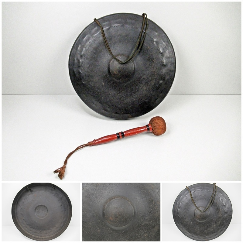 ◆[A105]銅鑼　直径/約37cm　銅製　古銅　仏具　鳴り物　茶道具　時代物