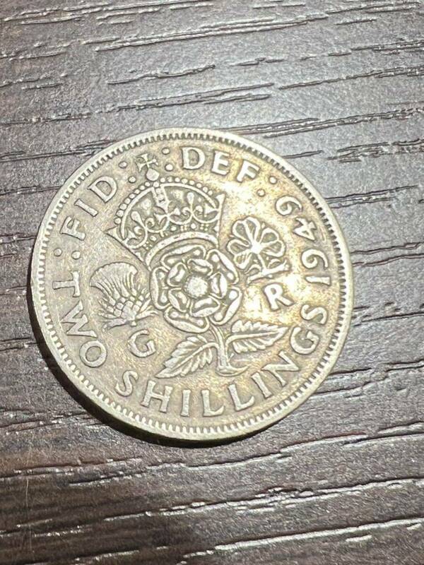 イギリス 1949 2シリング 外国コイン 硬貨 アンティーク 流通/現状品 送84 同梱可