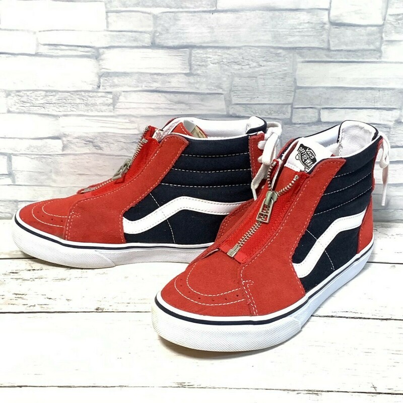 R5849bE VANS バンズ スニーカー レッド×ブラック レディース 23cm SK8-HI ZIP BL スケートハイジップBLハイカット スケボー ヴァンズ