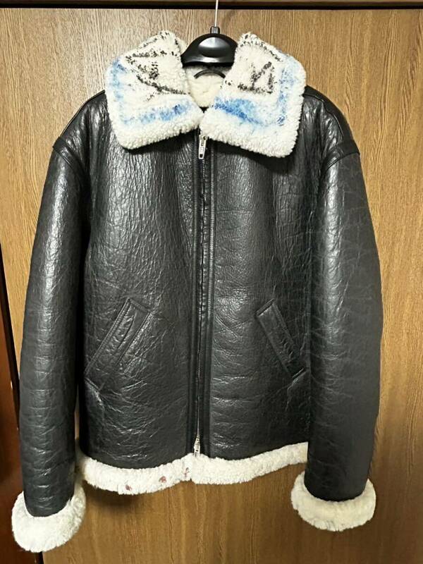 定価75万円 BALENCIAGA Graffiti Shearling Jacket バレンシアガ グラフィティシアリング 落書きムートンジャケット ブラック サイズ44