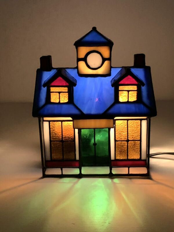 ステンドグラス ハウス　オルゴール付き(エリーゼのために) 照明 インテリア ハウスランプ ●