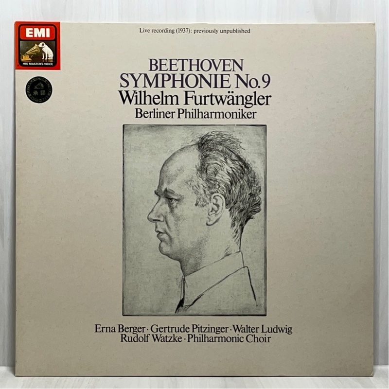 独EMI HMV フルトヴェングラー ベートーヴェン 交響曲第9番 ベルリン・フィル 洗浄済 LP
