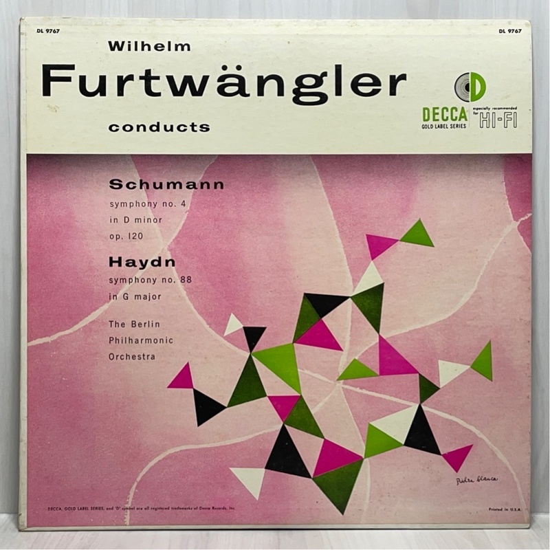 米DECCA DL9767 フルトヴェングラー シューマン 交響曲第4番 ハイドン 交響曲第88番 洗浄済 LP