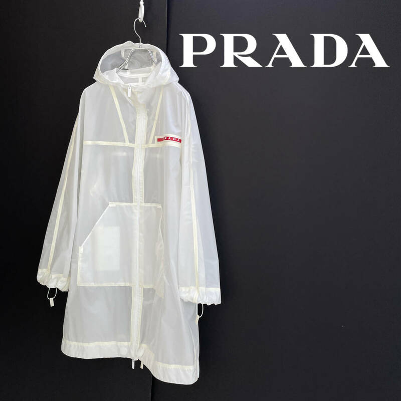 2021SS PRADA プラダ スポーツ リネアロッサ フード付 リップストップ レインコート LRLX039 SGB707 size XS 0315775