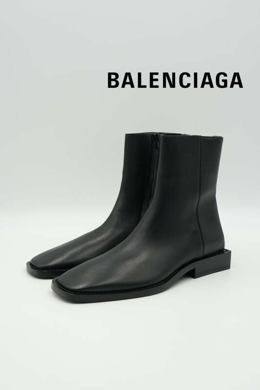 BALENCIAGA バレンシアガ BBロゴ サイドジップ スクエアブーツ size38.5 0327675