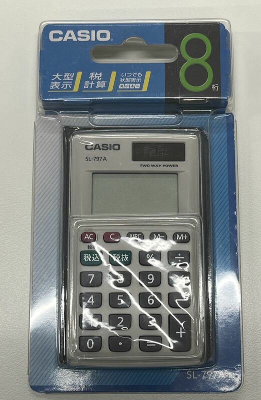 未使用！ CASIO SL-797A カシオ電卓　8桁　可動　持ち運び　カードタイプ　外回り　手のひらサイズ