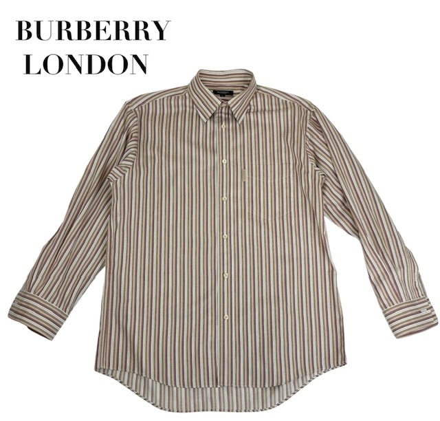 中古 バーバリーロンドン BURBERRY LONDON 長袖シャツ ストライプ柄 メンズ Lサイズ